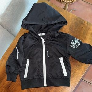 Rebel Bro Black Kids Hoodie with White Accents